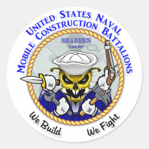 Zeebijen, we bouwen - we vechten ronde sticker