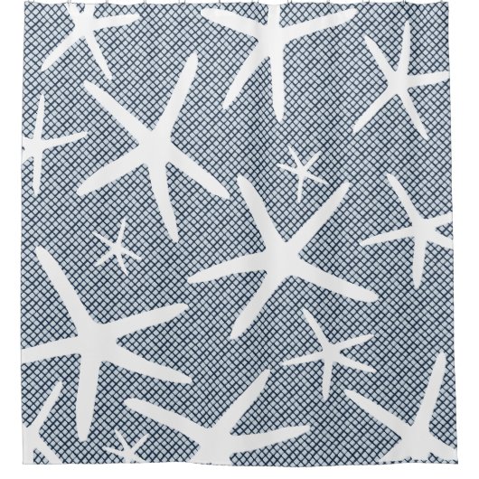 Zeeblauw en witstaarststrand douchegordijn (Voorkant)