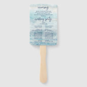 Zeeblauwe Strandgolven Watercolor Trouwprogramma  Handwaaier (Achterkant)