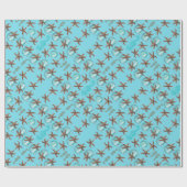 Zeeblauwe Zeester Patroon Kerstpapier Cadeaupapier (Vlak)