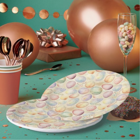 zeebodem met eieren , bloemen en vogels papieren bordje (Multi)