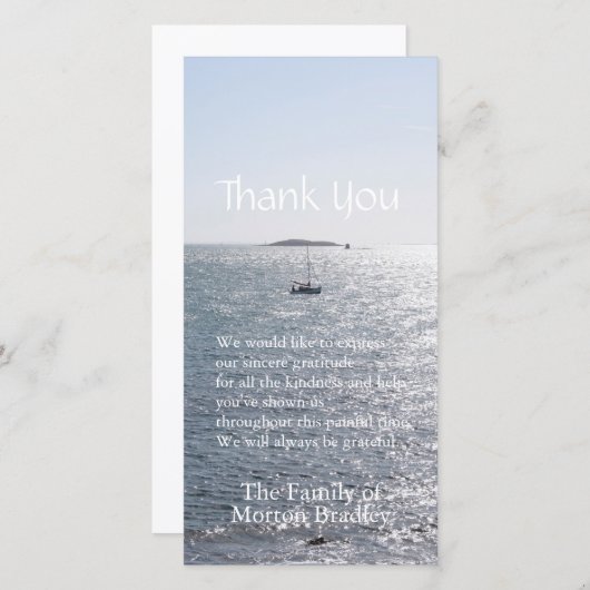 Zeeboot en Eiland 1 Betuiging van medeleven dank j Bedankkaart (Voorkant / Achterkant)