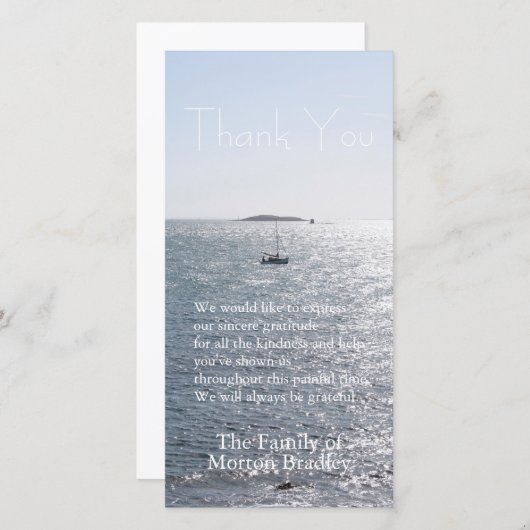 Zeeboot en eiland 2 Betuiging van medeleven dank j Bedankkaart (Voorkant / Achterkant)