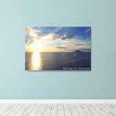 Zeeboot Zonsondergang Eiland Horizon Landschap Fot Canvas Afdruk (Insitu (Houten vloer))