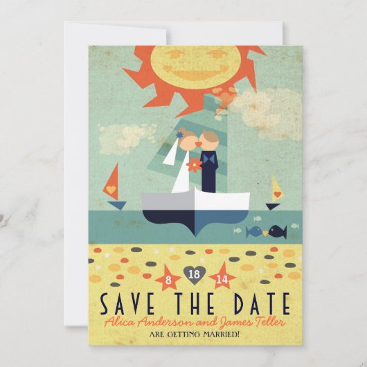 zeebootaanlanding Bewaar de datum Save The Date (Voorkant)