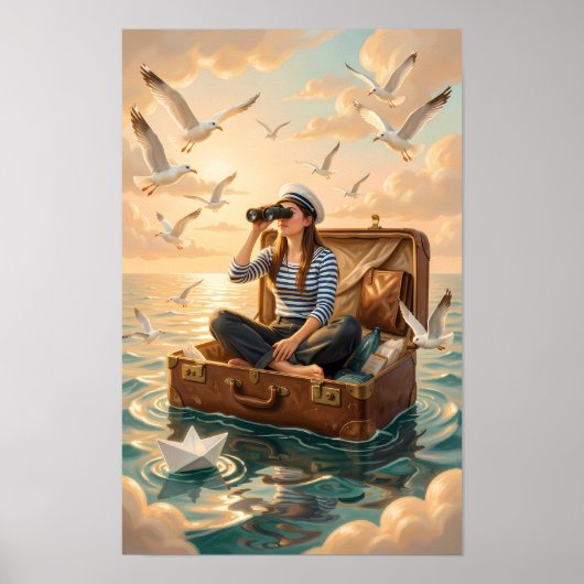 Zeebound Droombeeld in een Zwevende Koffer Poster (Voorkant)