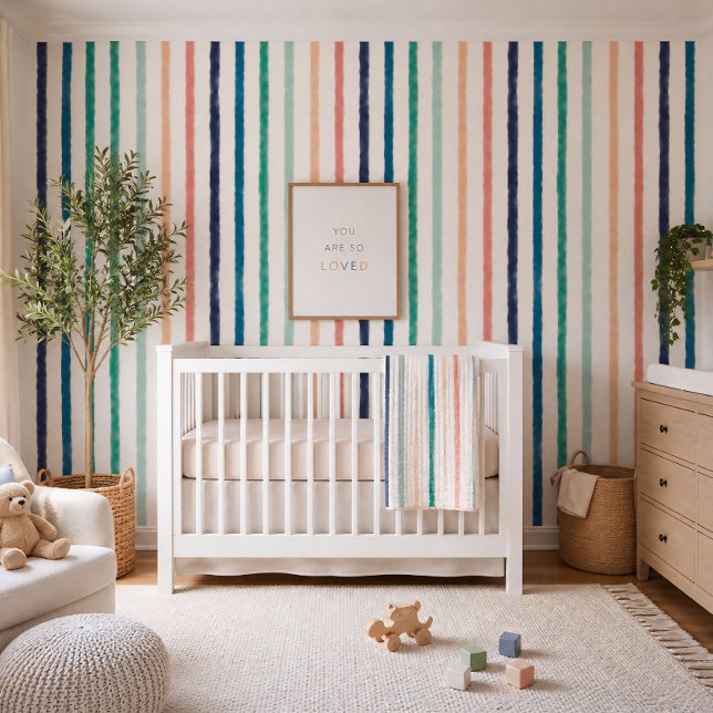 Zeebries Strepen Behang (A little color, a lot of calm.  The kind of space that grows with them.)
