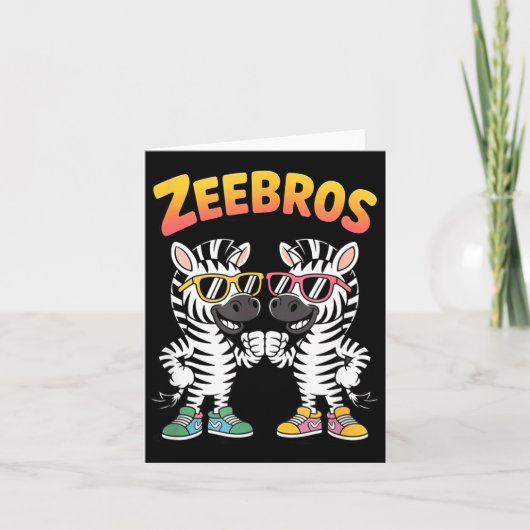 Zeebros Cute Zebra Duo Design For Zebros Lovers  Kaart (Voorkant)