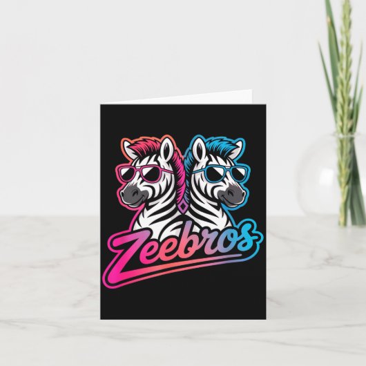 Zeebros Cute Zebra Duo Design For Zebros Lovers  Kaart (Voorkant)
