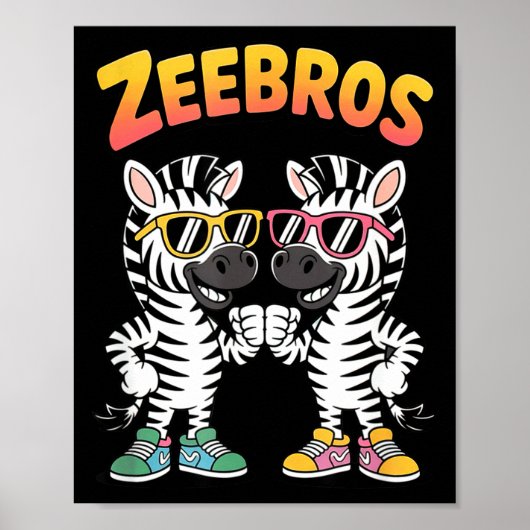 Zeebros Cute Zebra Duo Design For Zebros Lovers Poster (Voorkant)