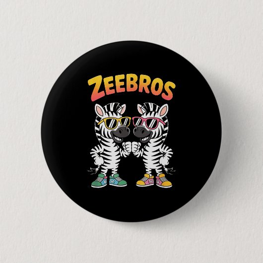 Zeebros Cute Zebra Duo Design For Zebros Lovers Ronde Button 5,7 Cm (Voorkant)