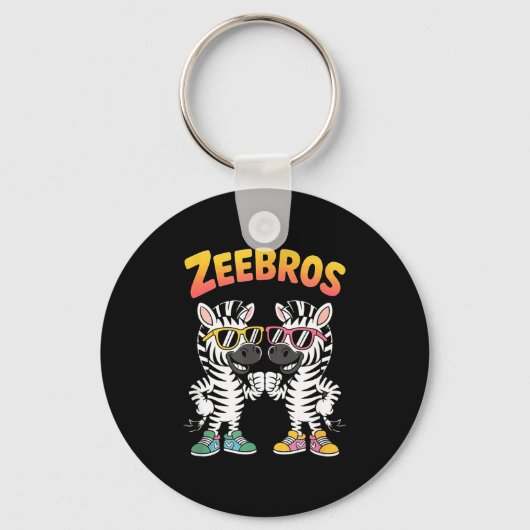 Zeebros Cute Zebra Duo Design For Zebros Lovers Sleutelhanger (Voorkant)