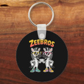 Zeebros Cute Zebra Duo Design For Zebros Lovers Sleutelhanger (Voorkant)