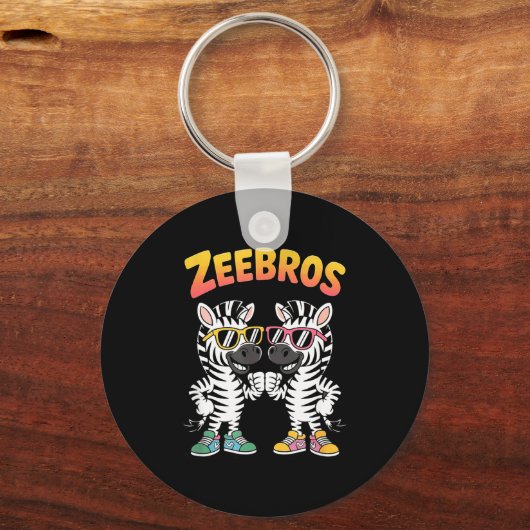 Zeebros Cute Zebra Duo Design For Zebros Lovers  Sleutelhanger (Voorkant)