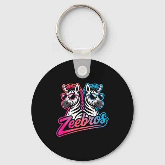 Zeebros Cute Zebra Duo Design For Zebros Lovers  Sleutelhanger (Voorkant)