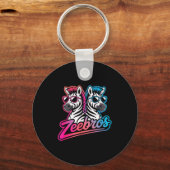 Zeebros Cute Zebra Duo Design For Zebros Lovers  Sleutelhanger (Voorkant)