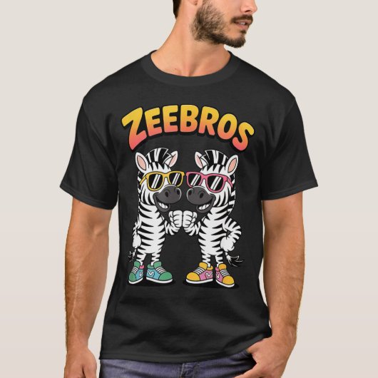 Zeebros Cute Zebra Duo Design For Zebros Lovers  T-shirt (Voorkant)