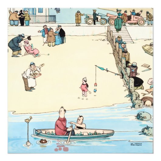 “Zeecrime” door W Heath Robinson Foto Afdruk (Voorkant)
