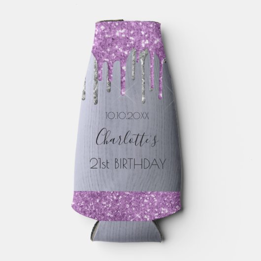 Zeedagige paarse glitterglansglansglans flesjeskoeler (Voorkant)