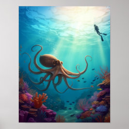 Zeedier ziet een duiker poster