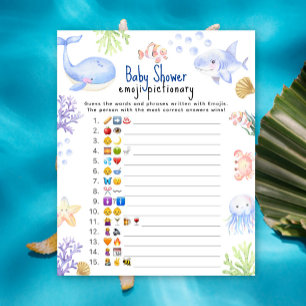 Zeedieren Emoji afbeelding spel baby shower