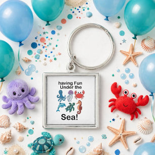Zeedieren Feest Vieren Onder Zee Verjaardag  Sleutelhanger