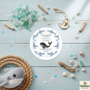 Zeedieren Haai 1e Verjaardag   Onder de Zee  Ronde Sticker