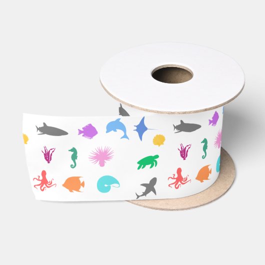 Zeedieren met patronen satijnen lint (Spoel)