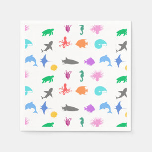 Zeedieren met patronen servet
