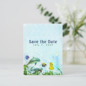 Zeedieren Strand Aquarel Elegant Save the Date Aankondigingskaart (Staand voorkant)