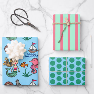 Zeedieren Zeemeermin Zeepaardje Inpakpapier Set Vel