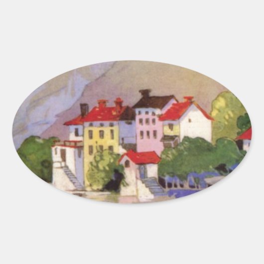  zeedorp Italië Toerisme Ovale Sticker (Voorkant)