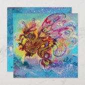 ZEEDRAGON blauw paars zwart geel Kaart (Voorkant / Achterkant)