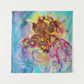 ZEEDRAGON EN BLAUWE GOLVEN Fantasie Wandkleed (Voorkant (horizontaal))