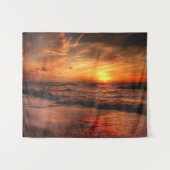 Zeedringende Oranje zonnewandtapijten Wandkleed (Voorkant (horizontaal))