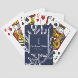 Zeedroomdromen: Blauw & Wit Zeepaardje en Koraal Pokerkaarten