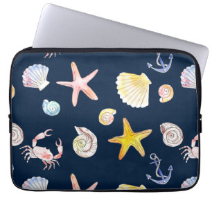 Zeeduivel- en ankerhoezen (donkerder) laptophoes laptop sleeve