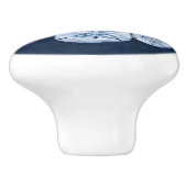 Zeeduivel en goudmakreel Blauw Rustisch Hout Keramische Knop (Zijkant)