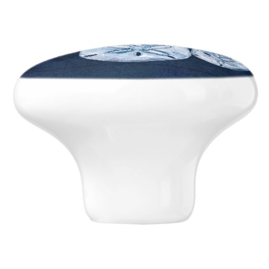 Zeeduivel en goudmakreel Blauw Rustisch Hout Keramische Knop (Zijkant)