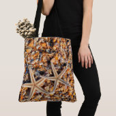 Zeeduivel en zeeschelpen tote bag (Dichtbij)