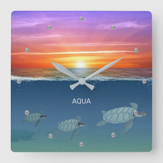 Zeeduivel- en zwemschildpadden van zee vierkante klok (Voorkant)