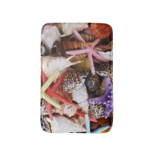 Zeeduivel, kleurrijke schelp badmat (Voorkant Verticaal)