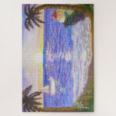 Zeeduivel, kustlandschap, jacht en palmkunst legpuzzel (Verticaal)