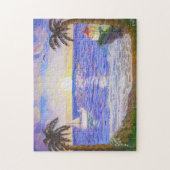 Zeeduivel, kustlandschap, jacht en palmkunst legpuzzel (Verticaal)