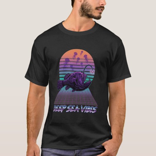 Zeeduivel Kwallen Retro T-shirt (Voorkant)