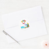 Zeeduivel met pet en sjaal ronde sticker (Envelop)