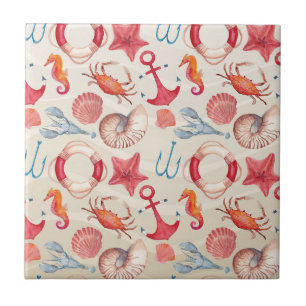 Zeeduivel van het paaszeepaardje van de schelp tegeltje