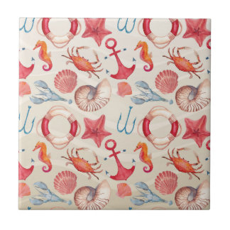 Zeeduivel van het paaszeepaardje van de schelp tegeltje