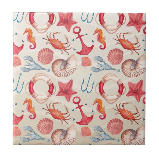 Zeeduivel van het paaszeepaardje van de schelp tegeltje (Voorkant)