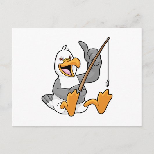Zeeëend bij vissen met hengel briefkaart (Voorkant)
